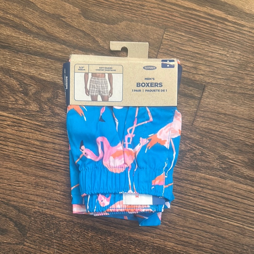 Old Navy Men’s Boxers Blue with Pink Flamingo Print